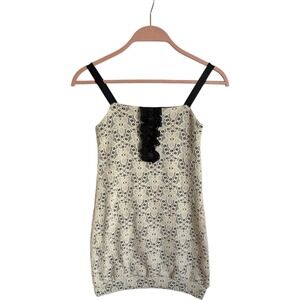 Sally Miller Girls Lace Overlay Dress Black Trim Bow Detail Sz 10 Whimsigoth Y2k